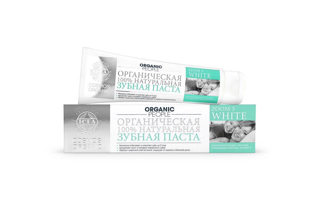 

Organic People Зубная паста Zoom 3 White безопасное отбеливание, 100 г